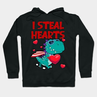 Kids I Steal Hearts Trex Dino Cute Baby Boy Valentines Day Gift Hoodie